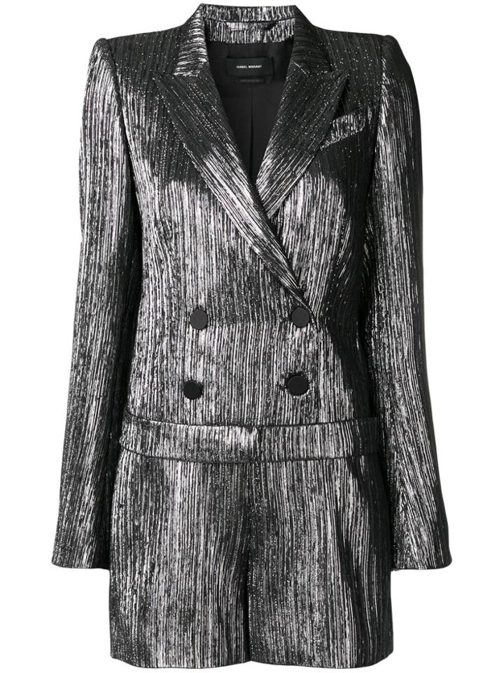 Isabel Marant Plissé Blazer Playsuit - Metallic