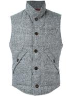 Brunello Cucinelli Buttoned Vest, Men's, Size: Xl, Grey, Feather Down/polyamide/virgin Wool