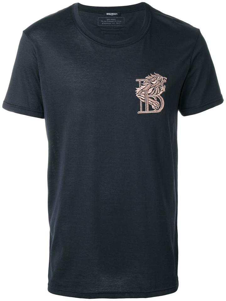 Balmain Lion T-shirt, Men's, Size: Xl, Black, Cotton