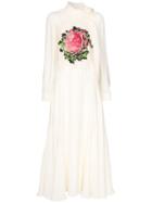 Valentino Rose Print Midi Dress - Neutrals