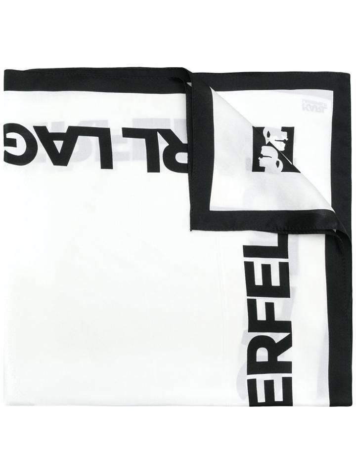 Karl Lagerfeld Logo Print Scarf - White