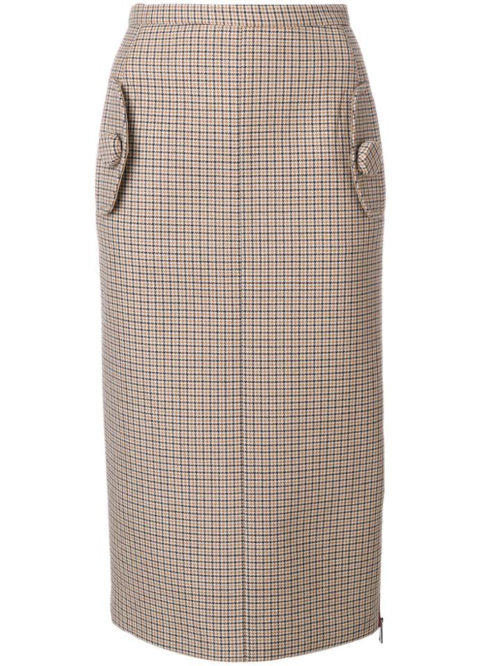 No21 Checked Pencil Skirt - Nude & Neutrals