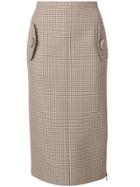 No21 Checked Pencil Skirt - Nude & Neutrals