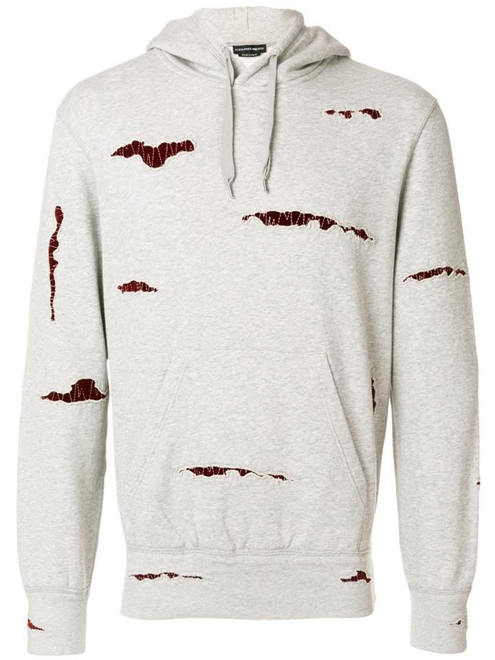 Alexander Mcqueen Shredded Hoodie - Grey