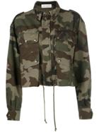 Faith Connexion Camouflage Cropped Jacket - Green