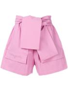 Msgm Knot Front Shorts - Pink & Purple