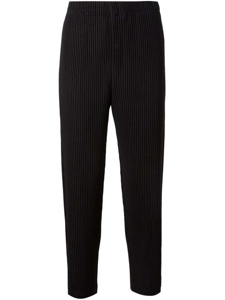 Homme Plissé Issey Miyake Pleated Trousers, Men's, Size: 2, Black, Polyester