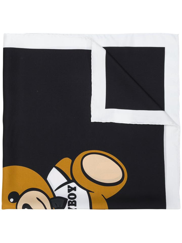 Moschino Monochrome Silk Scarf - Black