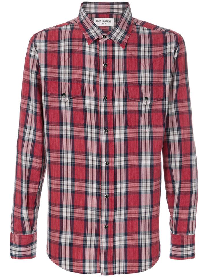 Saint Laurent Classic Plaid Shirt - Red