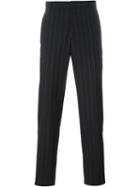 Juun.j Pinstriped Slim Fit Straight Leg Trousers, Men's, Size: 44, Black, Polyester/wool