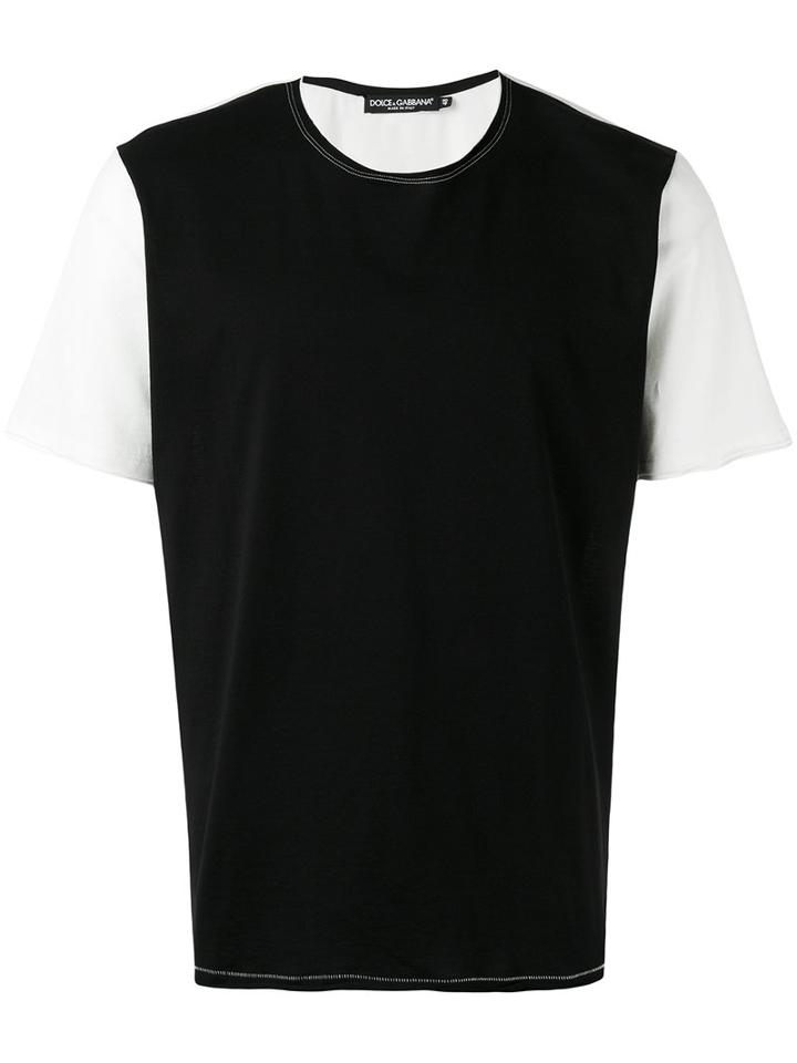 Dolce & Gabbana Two-tone T-shirt, Men's, Size: 50, Black, Cotton