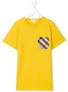 Burberry Kids - House Check Pocket T-shirt - Kids - Cotton - 14 Yrs, Boy's, Yellow/orange
