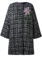 Dolce & Gabbana Flower Detail Coat, Women's, Size: 38, Grey, Silk/cotton/wool