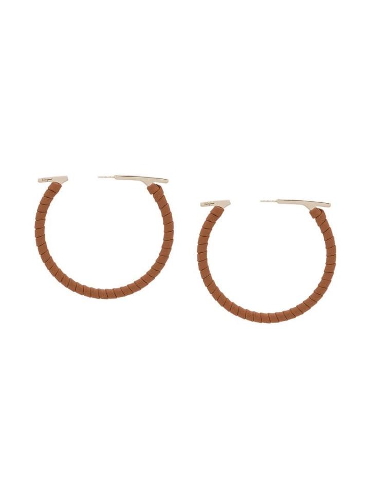 Salvatore Ferragamo Hoop Earrings - Brown