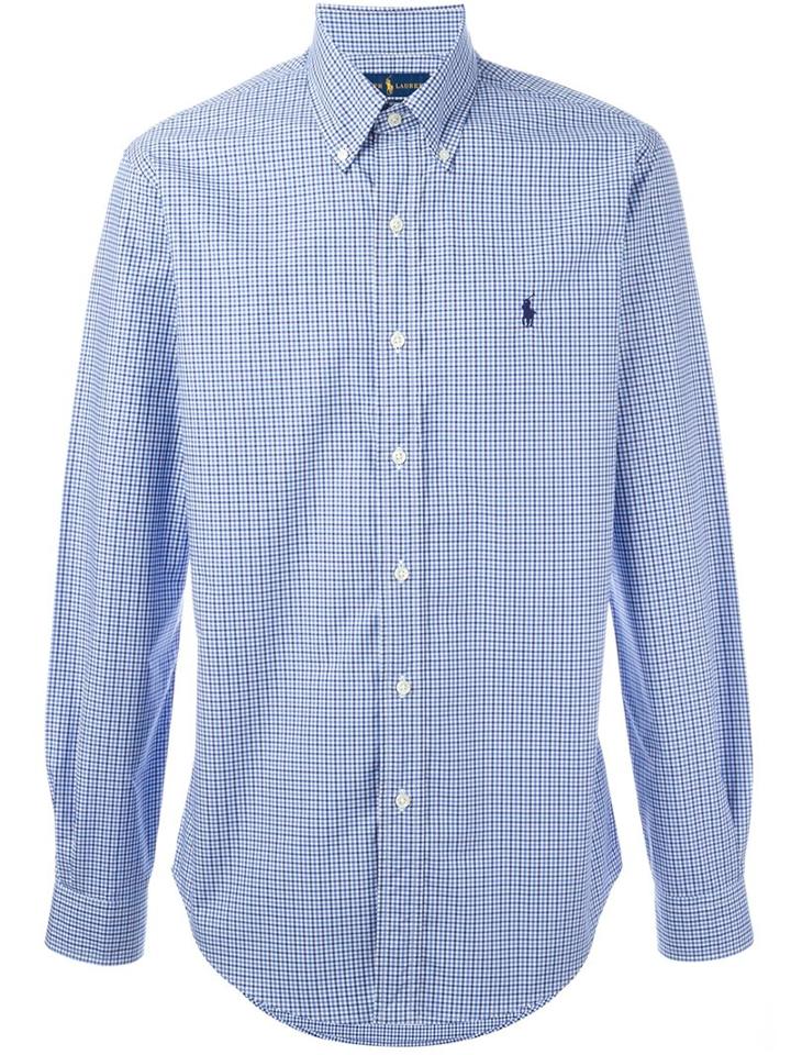 Polo Ralph Lauren Tattersall Pattern Button-down Shirt, Men's, Size: Large, Blue, Cotton