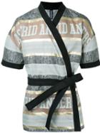 Astrid Andersen - Logo Short Sleeve Kimono Jacket - Men - Silk/polyester - M, Brown, Silk/polyester