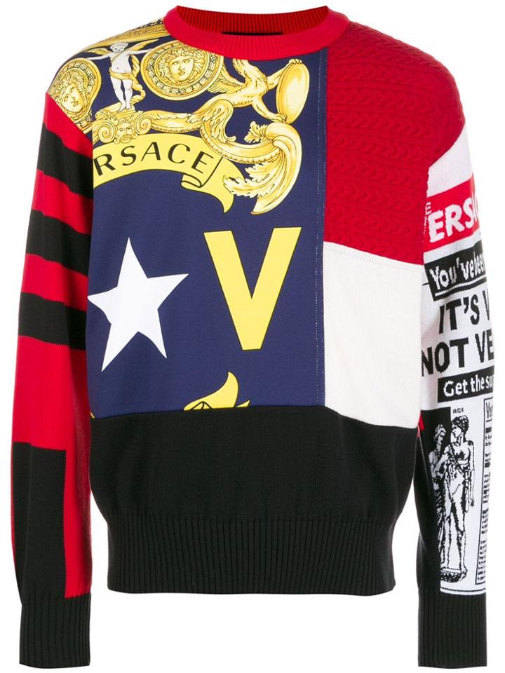 Versace Patchwork Detail Sweatshirt - Red