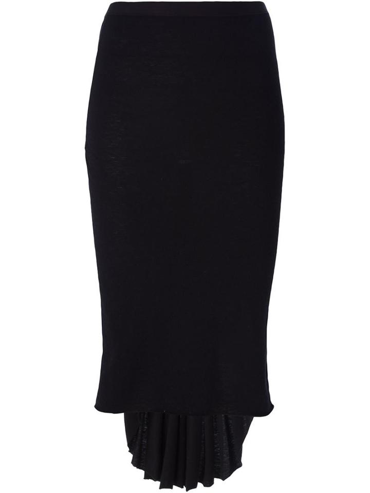 Rick Owens Lilies Pleated Fishtail Skirt, Women's, Size: 42, Black, Polyamide/angora