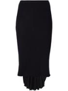 Rick Owens Lilies Pleated Fishtail Skirt, Women's, Size: 42, Black, Polyamide/angora