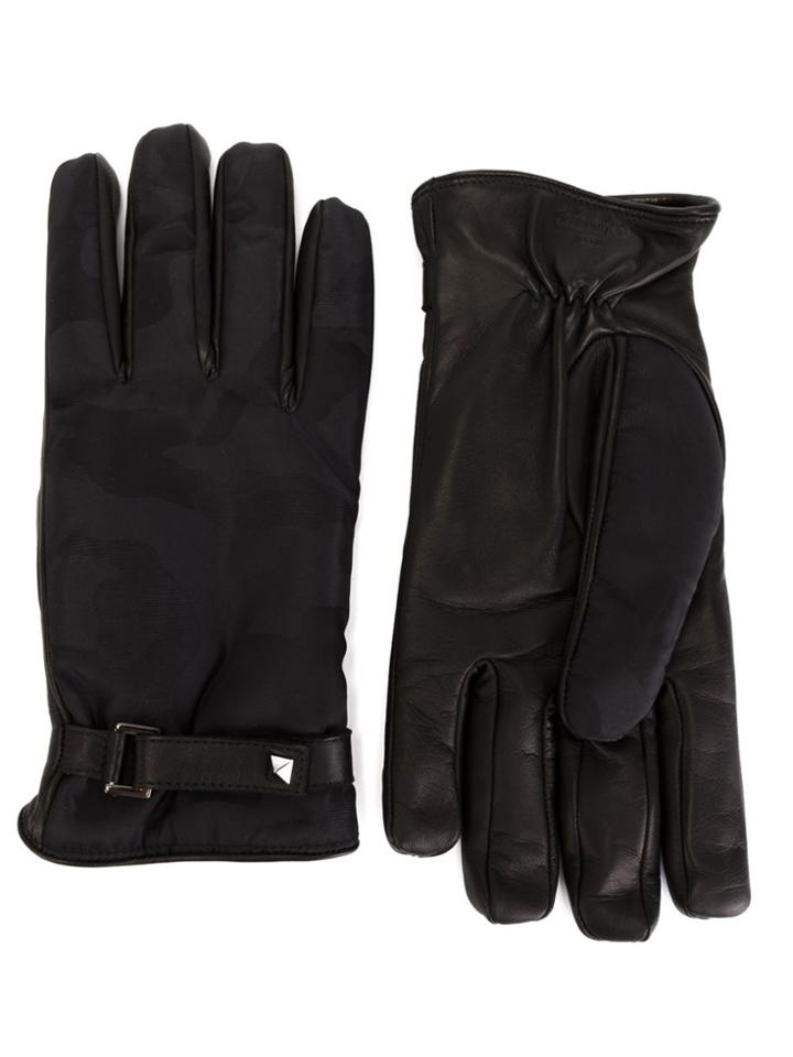 Valentino Valentino Garavani Camouflage Panelled Gloves - Black