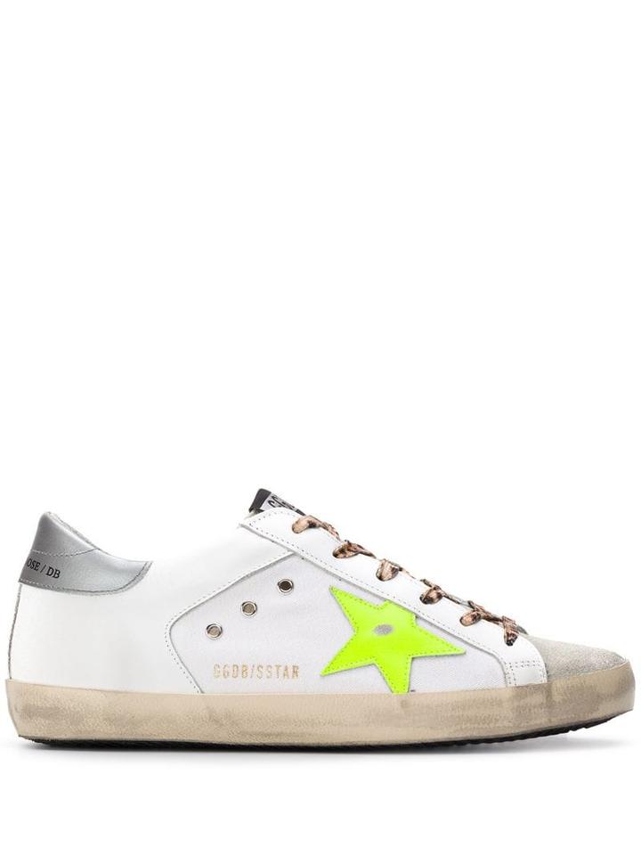 Golden Goose Superstar Leopard Print Lace-up Sneakers - White