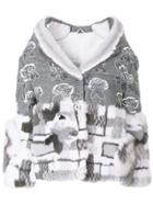 Thom Browne Floral Embroidery Reverse Shoulder Pad Overcoat With Mink