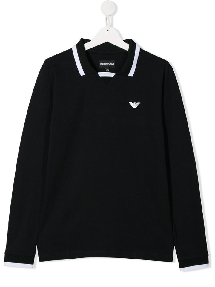 Emporio Armani Kids Teen Long-sleeved Polo Shirt - Blue