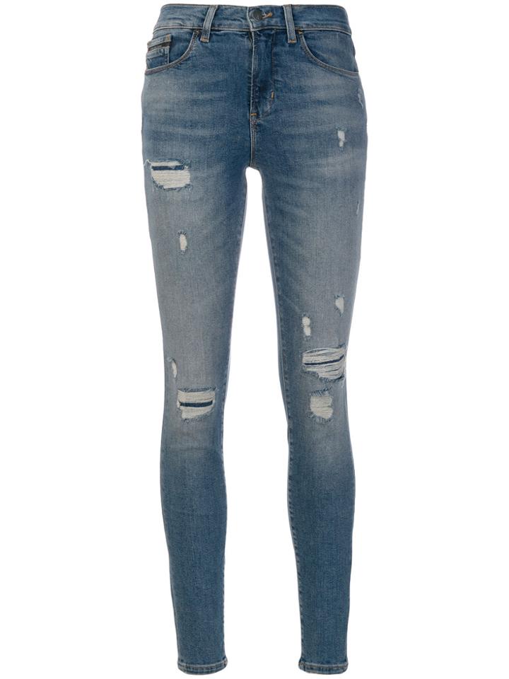 Calvin Klein Jeans Distressed Skinny Jeans - Blue