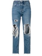 3x1 Cropped Distressed Jeans - Blue