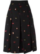 Alexander Mcqueen Obsession Embroidered Skirt, Women's, Size: 40, Black, Viscose/polyester/silk