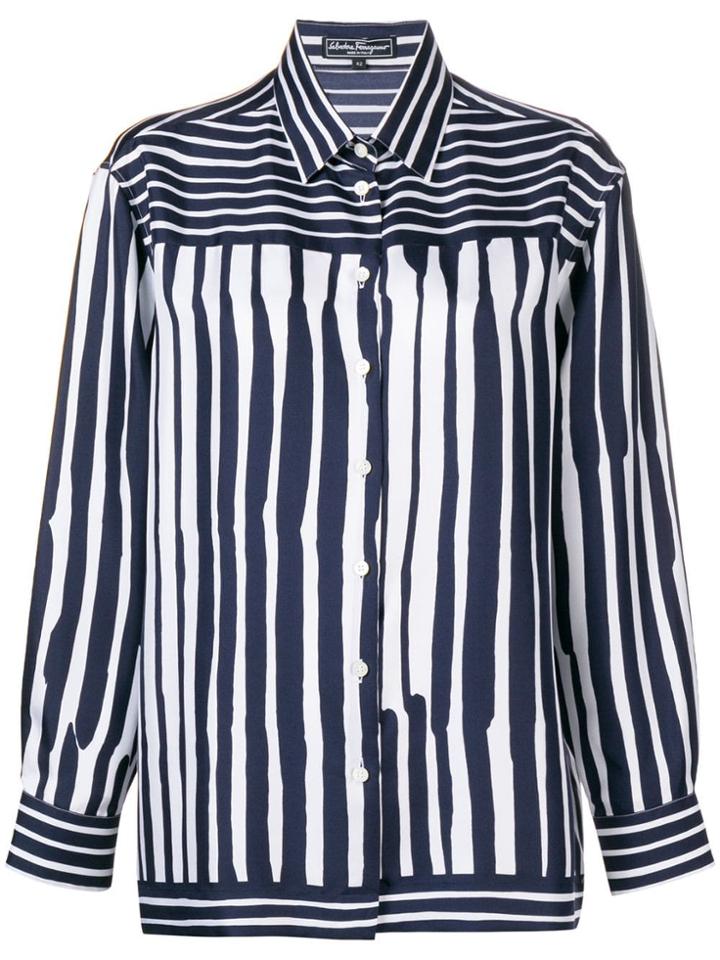 Salvatore Ferragamo Striped Long-sleeve Shirt - Blue