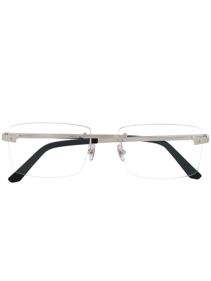 Cartier Rectangular Frameless Glasses - Silver