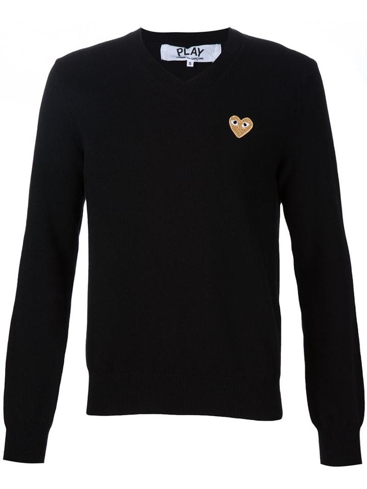 Comme Des Garçons Play Heart Appliqué V-neck Sweatshirt