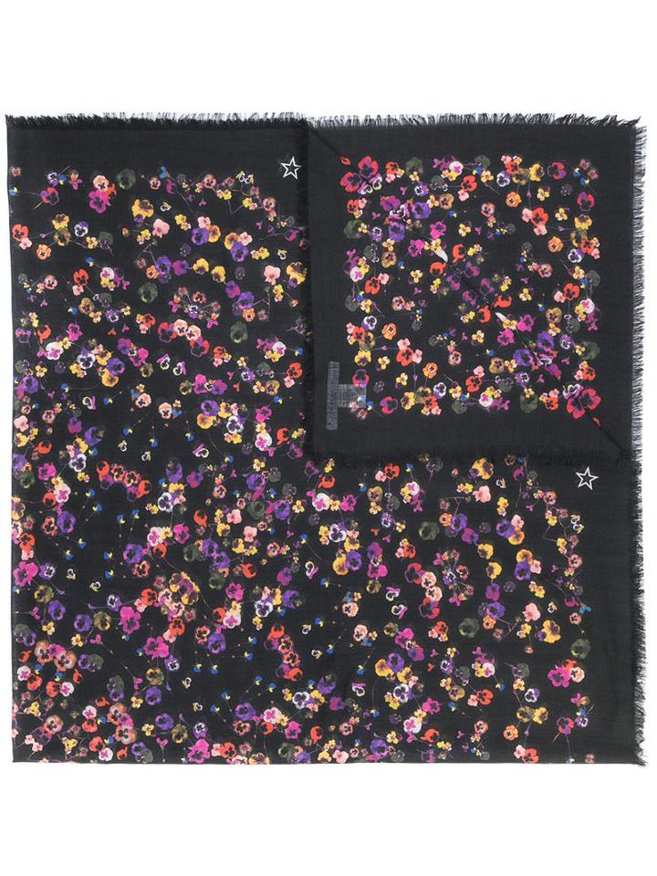 Givenchy - Night Pansy Print Shawl - Women - Silk/cashmere/virgin Wool - One Size, Black, Silk/cashmere/virgin Wool