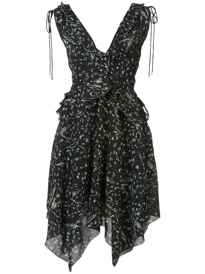 Derek Lam 10 Crosby Sleeveless V-neck Ruffle Dress - Black