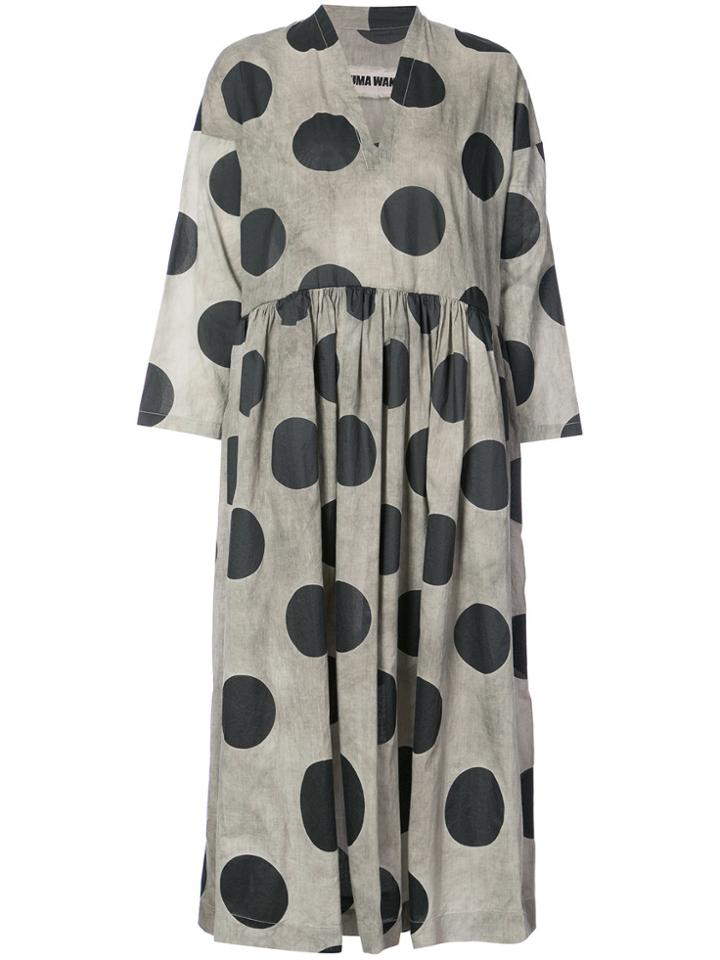 Uma Wang V-neck Polka Dress - Grey