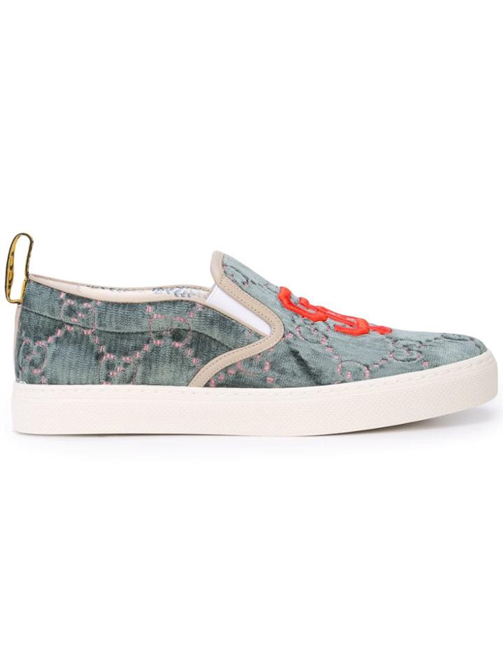 Gucci Sf Giants Gg Supreme Slip On Sneakers - Green