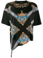 Sandro Paris Printed Asymmetric Hem T-shirt - Black