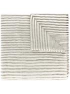 Brunello Cucinelli Striped Scarf, Women's, Grey, Cashmere/linen/flax/polyester/polyamide