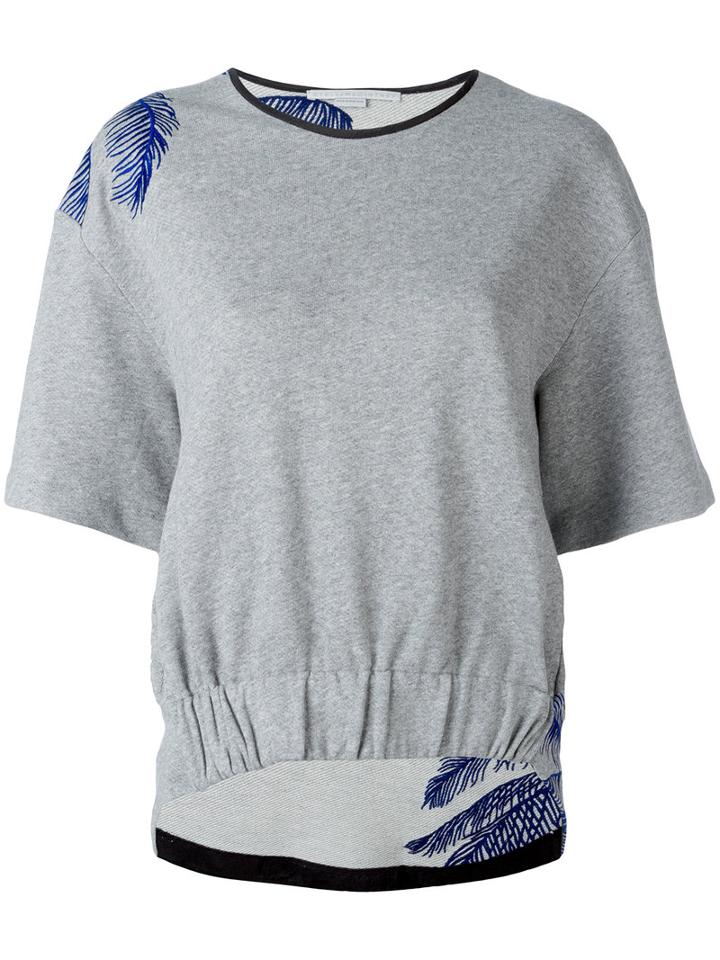 Stella Mccartney - Contrast Embroidered T-shirt - Women - Cotton/polyamide - 42, Grey, Cotton/polyamide