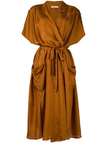 Mes Demoiselles - 'leviathan' Wrap Dress - Women - Silk - 38, Brown, Silk
