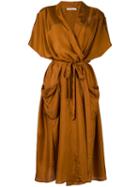 Mes Demoiselles - 'leviathan' Wrap Dress - Women - Silk - 38, Brown, Silk