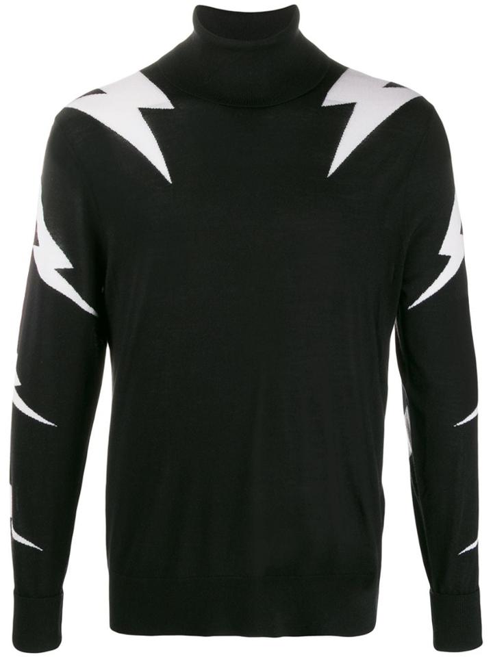 Neil Barrett Thunderbolt Roll-neck Jumper - Black