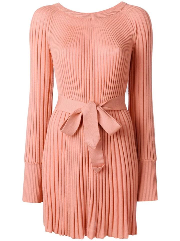 Twin-set Pleated Knit Dress - Pink & Purple