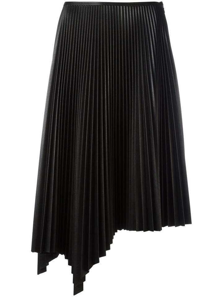 Cédric Charlier Asymmetric Pleated Skirt, Women's, Size: 44, Black, Polyester