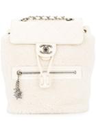 Chanel Pre-owned Shearling Quilted Backpack - White