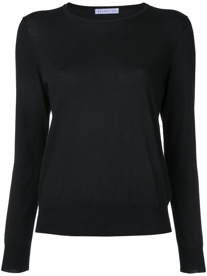 Estnation Round Neck Jumper, Women's, Size: 38, Black, Cotton