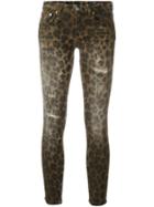 R13 Leopard Print Skinny Jeans, Women's, Size: 26, Brown, Cotton/spandex/elastane