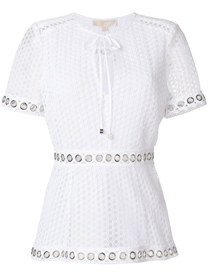 Michael Michael Kors Grommeted Lace Blouse - White