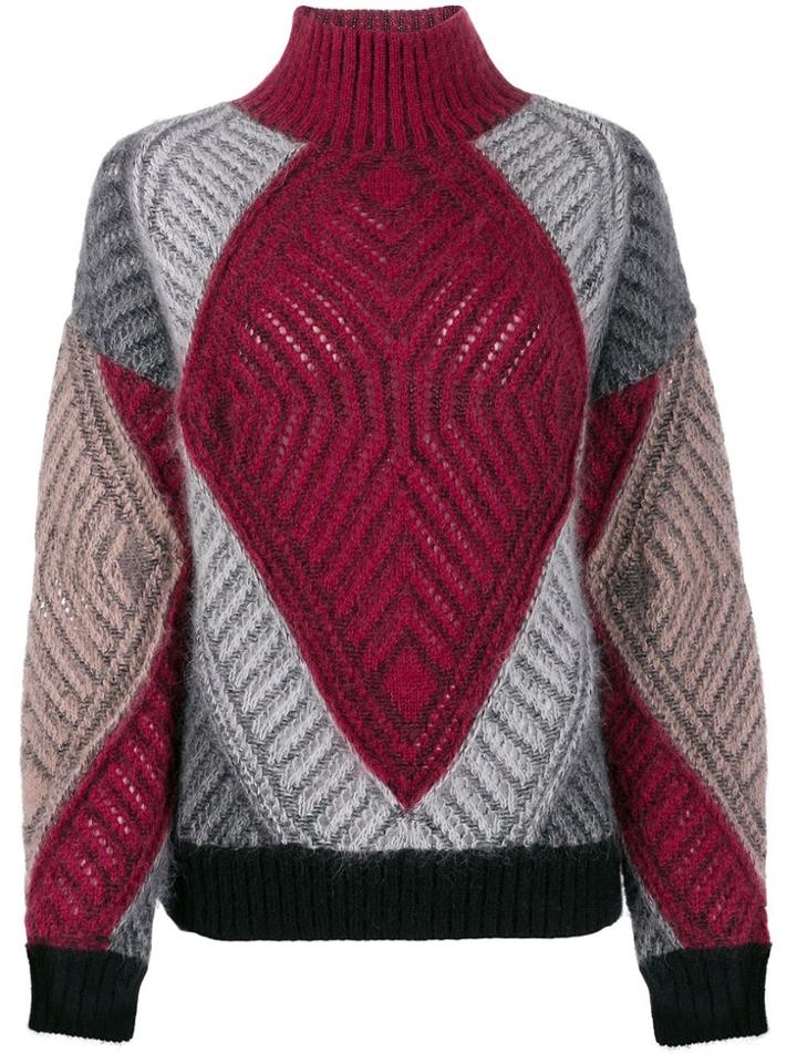 Alberta Ferretti Oversized Colour-block Jumper - Red